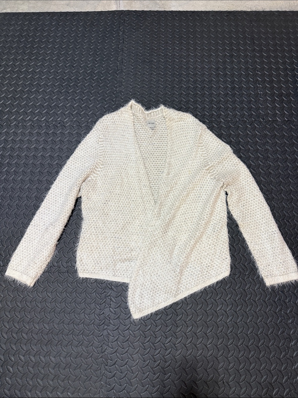 NIC+ZOE women’s Cream Open-Front Fuzzy Knit Cardigan XXL